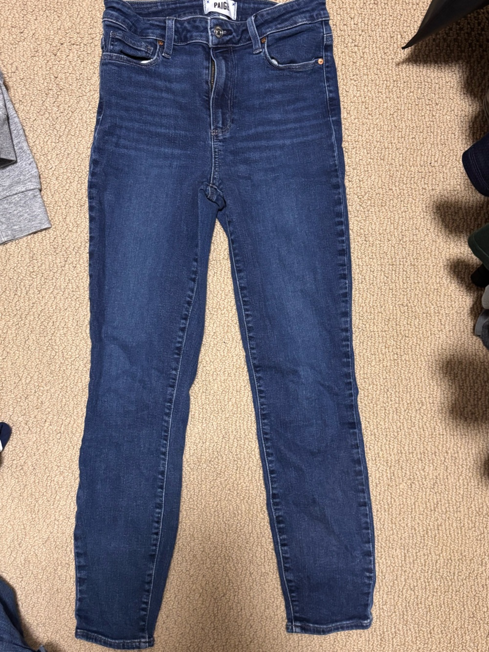 These are PAIGE Hoxton Crop high-rise skinny jeans in Mai Tai, size 27